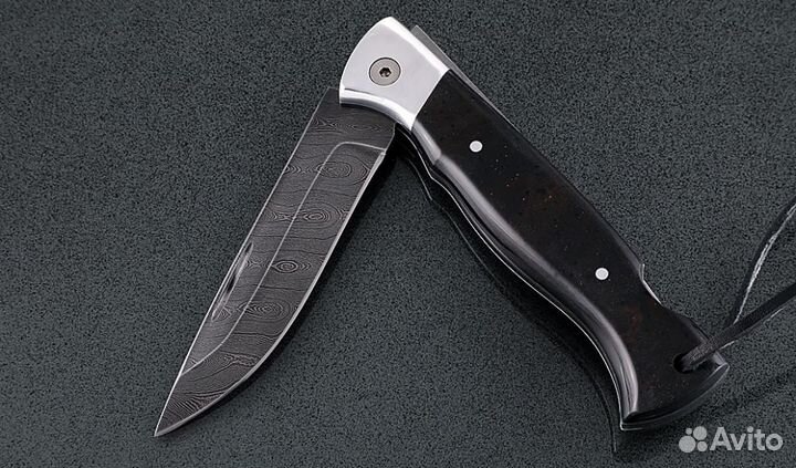 Складной нож Лиса, сталь дамаск, рукоять накладки