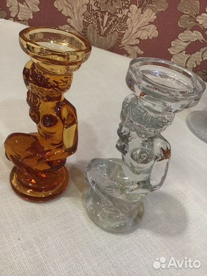 Подсвечнии Ева и двусвечный гусь хрустальный