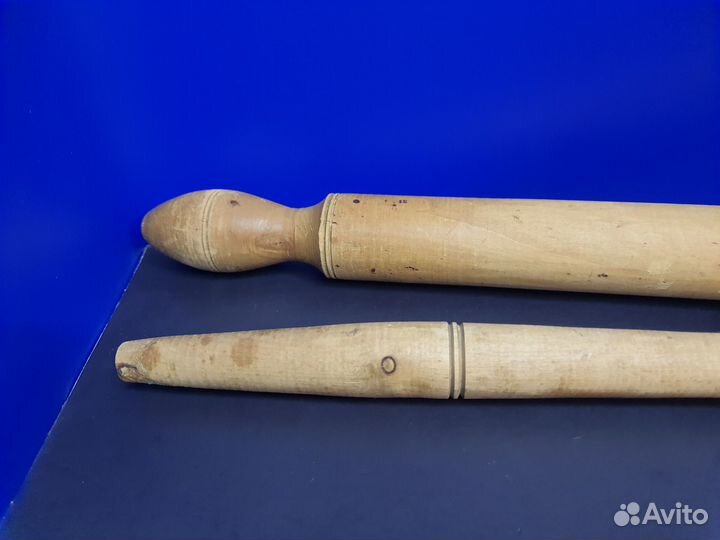 Винтажная толкушка и поварская ложка 55см, дерево