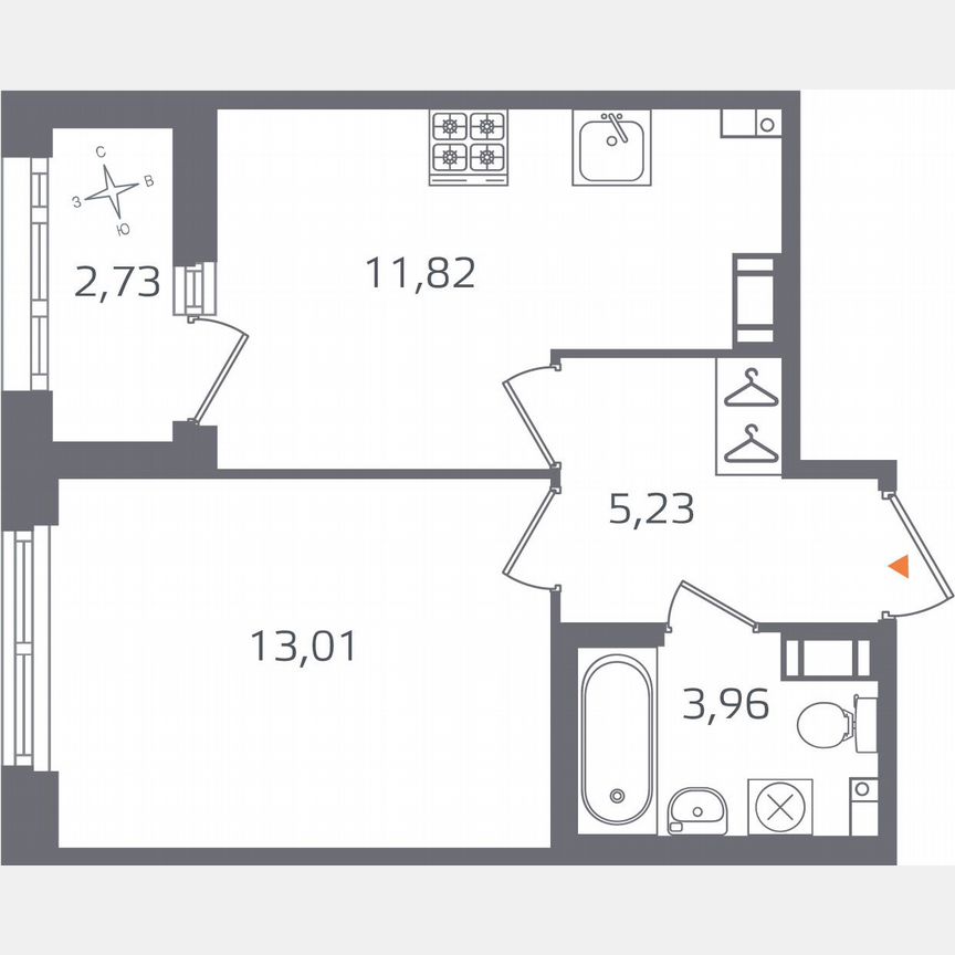 1-к. квартира, 35,4 м², 8/16 эт.
