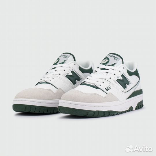 Кроссовки New Balance 550 White / Green logo