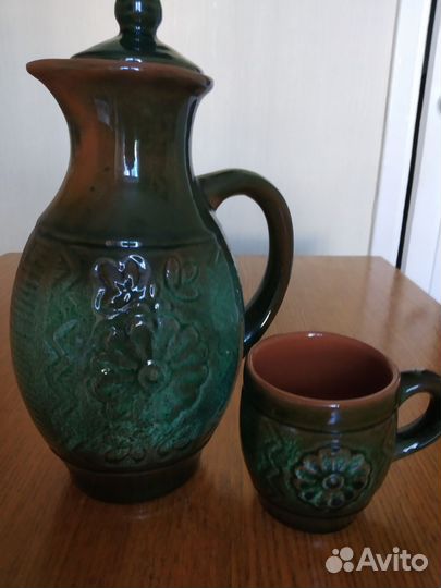 Глиняный кувшин с крышкой СССР