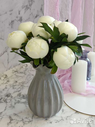 Букет цветы ручной работы Пионы искусственные