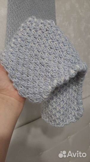 Шарф серо-голубой