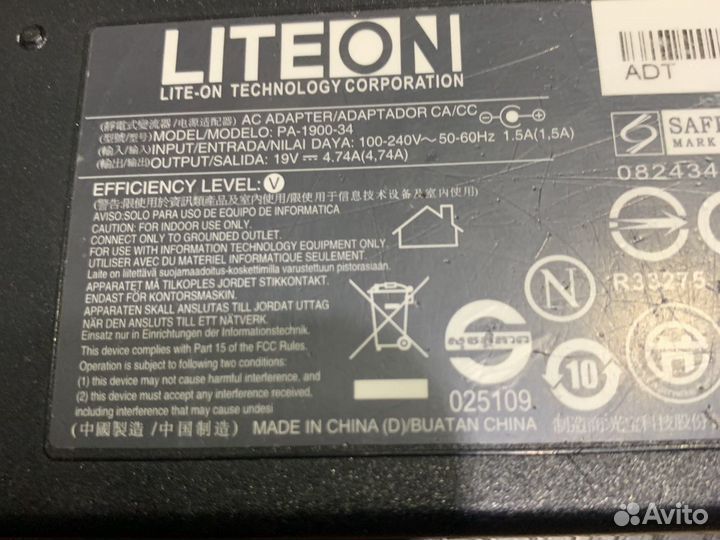 Блок питания acer оригинал 19v 4.74a liteon