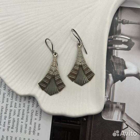 Советские винтажные серьги, серебрение