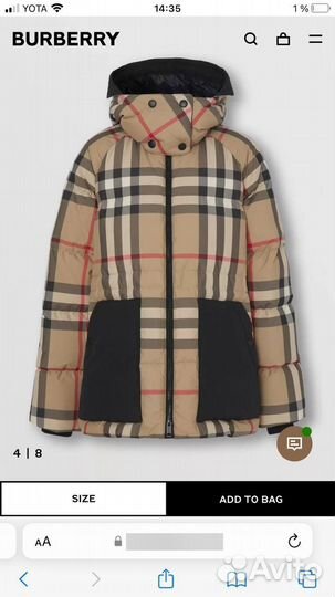 Пуховик burberry женский