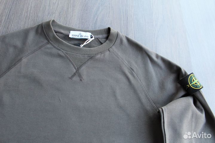 Оверсайз Свитшот Stone Island с патчем Какао S-XXL