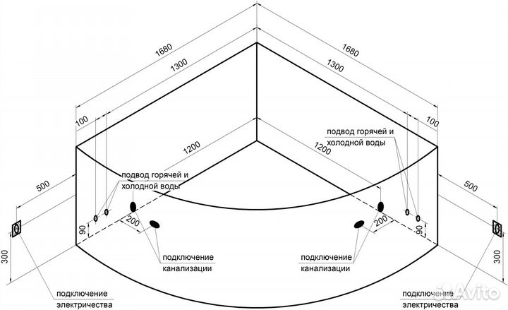 Ванна акрил 168х168 Radomir Филадельфия 1-01-0-0