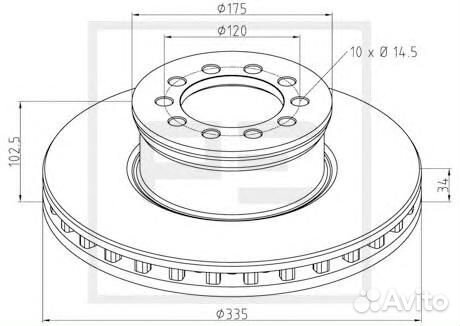 016.662-00A диск торм 335/91.5x34/102.5 10n-1
