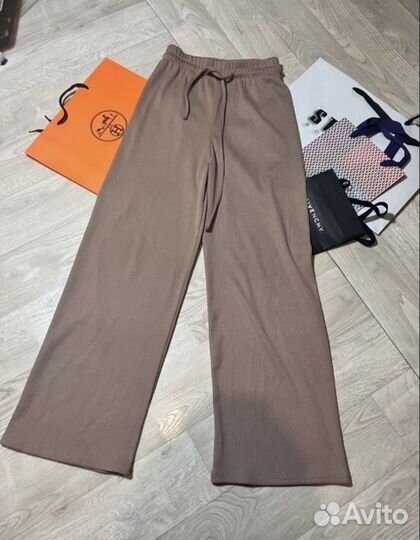 Брюки палаццо в рубчик