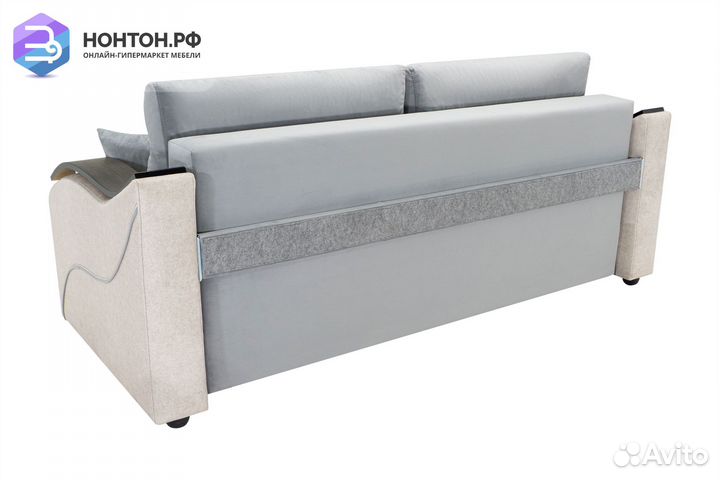 Диван еврокнижка Милан серый / бежевый