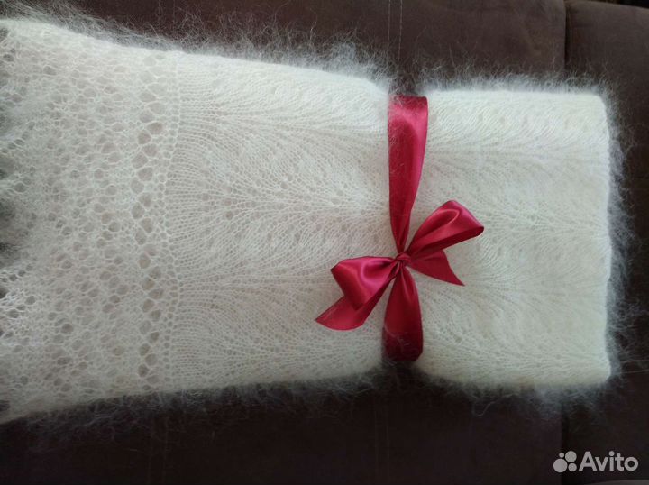 Платок шаль белый пуховый