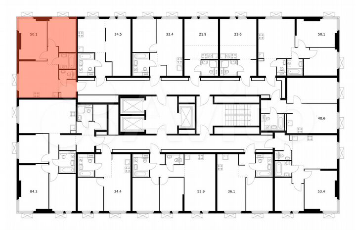 2-к. квартира, 50,1 м², 10/22 эт.