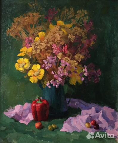 Картина маслом натюрморт с цветами