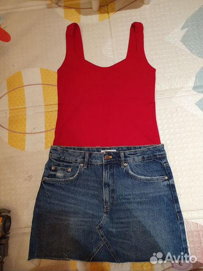 Юбка джинсовая zara + Топ