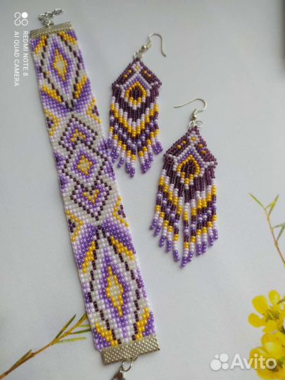 Браслет, серьги, лариаты