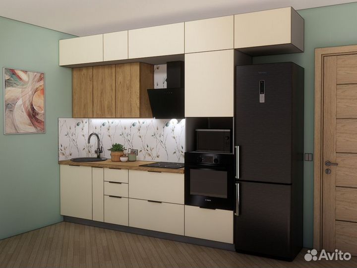 Кухня мдф+лдсп 3,2 м. Люкс-фурнитура, столешница