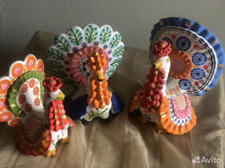 Статуэтка индюки Дымковская винтаж 90е годы