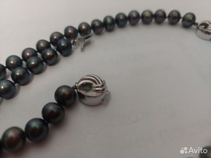 Жемчуг чёрный бусы и браслет