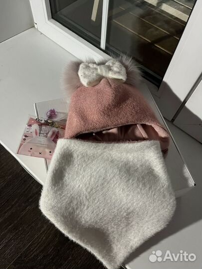 Детская зимняя шапочка кашемир на флисе