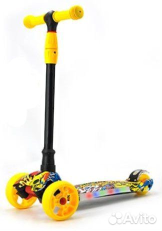 Самокат black aqua S00488 светящиеся колеса