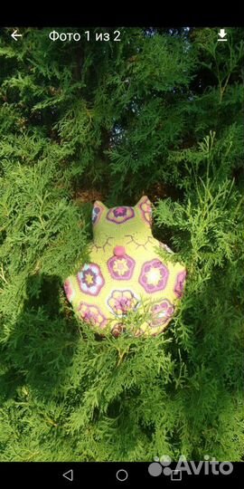 Подушка вязаная Сова. Ручная работа. Подарок