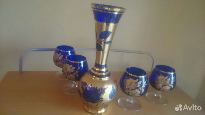 Цветной хрусталь Богемия СССР ваза бокалы