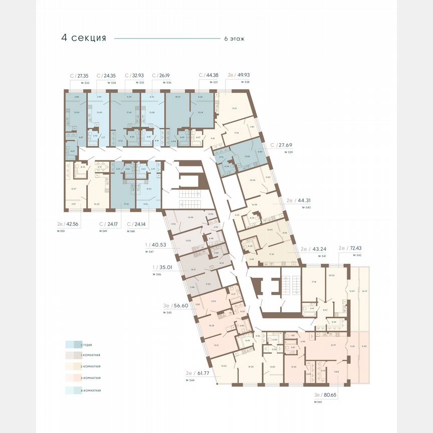Апартаменты-студия, 25,4 м², 6/8 эт.