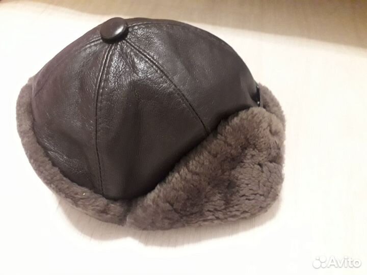 Шапка-ушанка детская кожаная