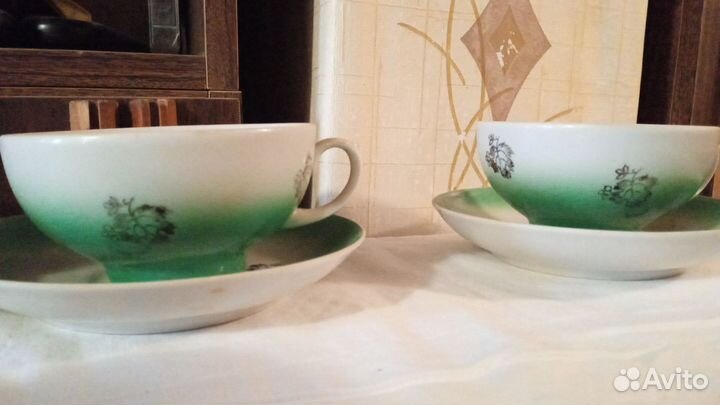 Чайный сервиз Дулево виноградный, лист, зеленый