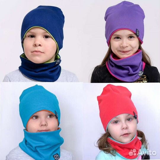 Комплект шапка и снуд р. 48,50,52 трикотаж
