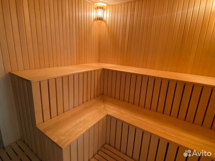 Большой бассейн с баней на дровах