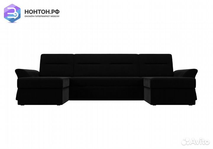 Диван п-образный дельфин Клайд микровельвет чёрный