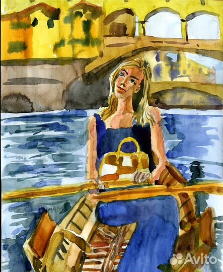 Лодочка плыви. Акварель