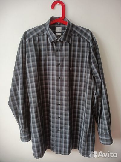 Рубашка Olymp 42 ворот серая в клетку