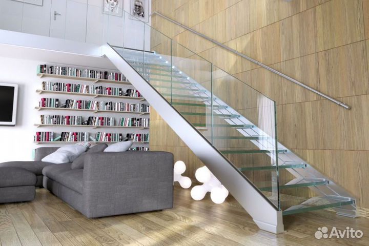 Ограждения для лесниц из стекла