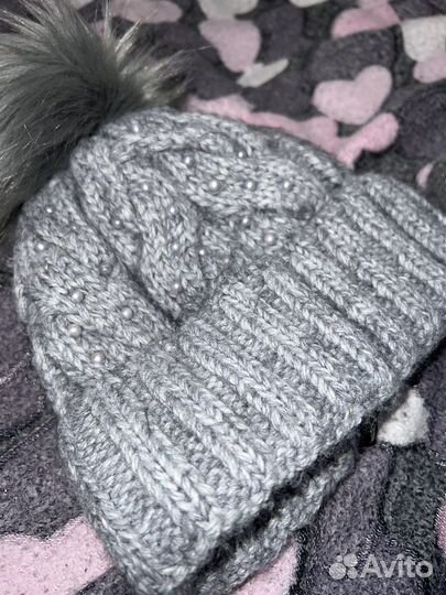 Комлект зимняя шапка/варежки