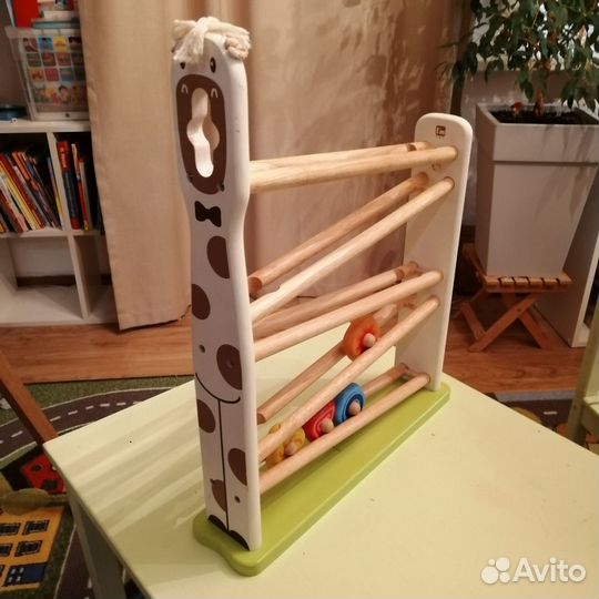 Деревянный жираф каталка