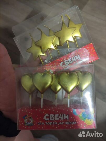 Свечи кондитерские для торта сердечки, звезды
