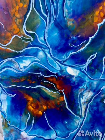 Картина Волшебные цветы, Флюид Арт, 35-40 см