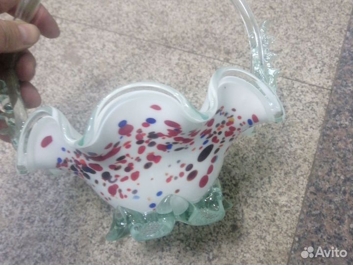 Конфетница цветное стекло СССР