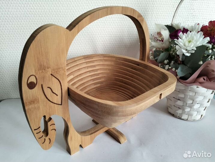 Ваза корзина для фруктов деревянная складная новая