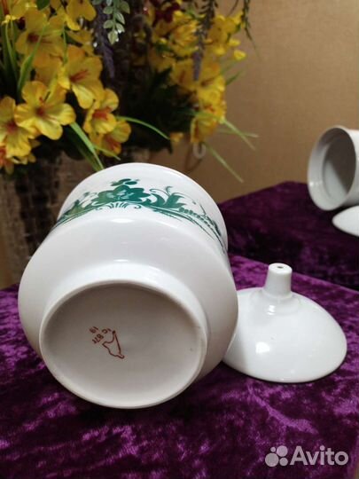 Подсвечник. Сахарница.Фарфор. Винтаж