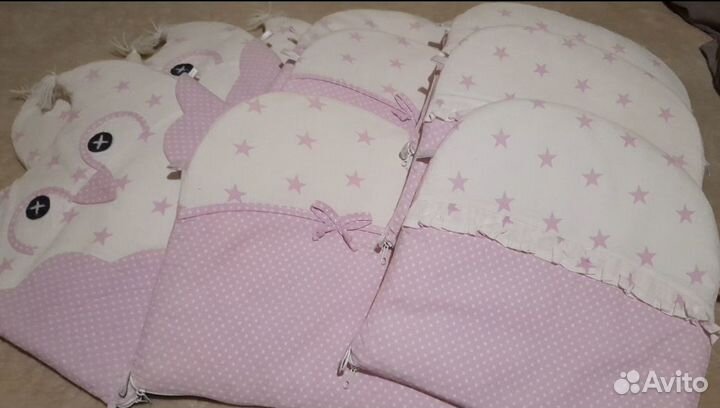 Бортики-подушки в детскую кроватку 12шт