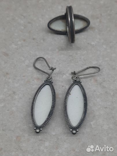 Финифть кольцо и серьги,ссср