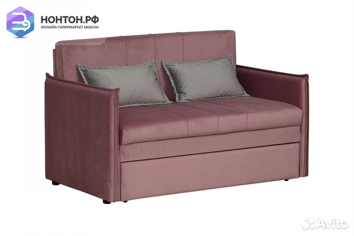 Диван выкатной Дэнди розовый / серый