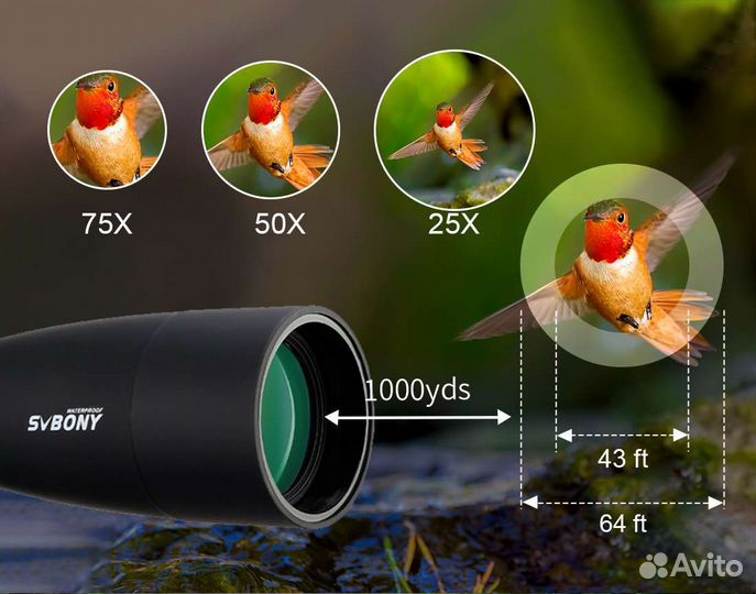 Зрительная труба svbony 25-75x70 новая