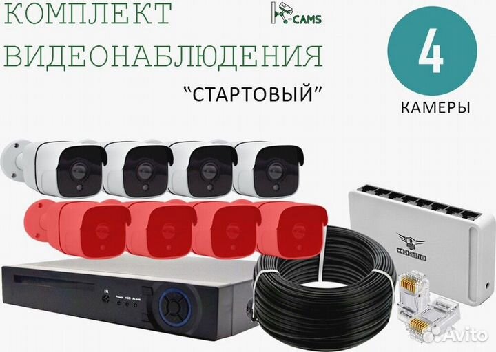 Комплект видеонаблюдения Стартовый 4 камеры