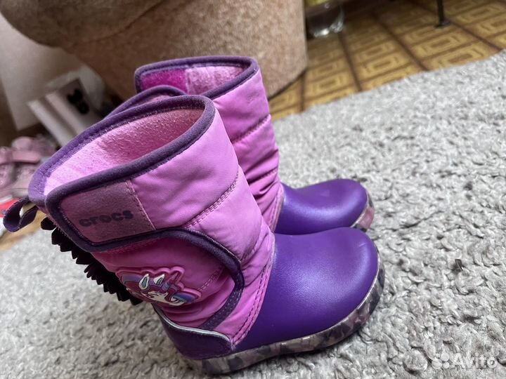 Сапоги резиновые утепленные crocs c6 на девочку
